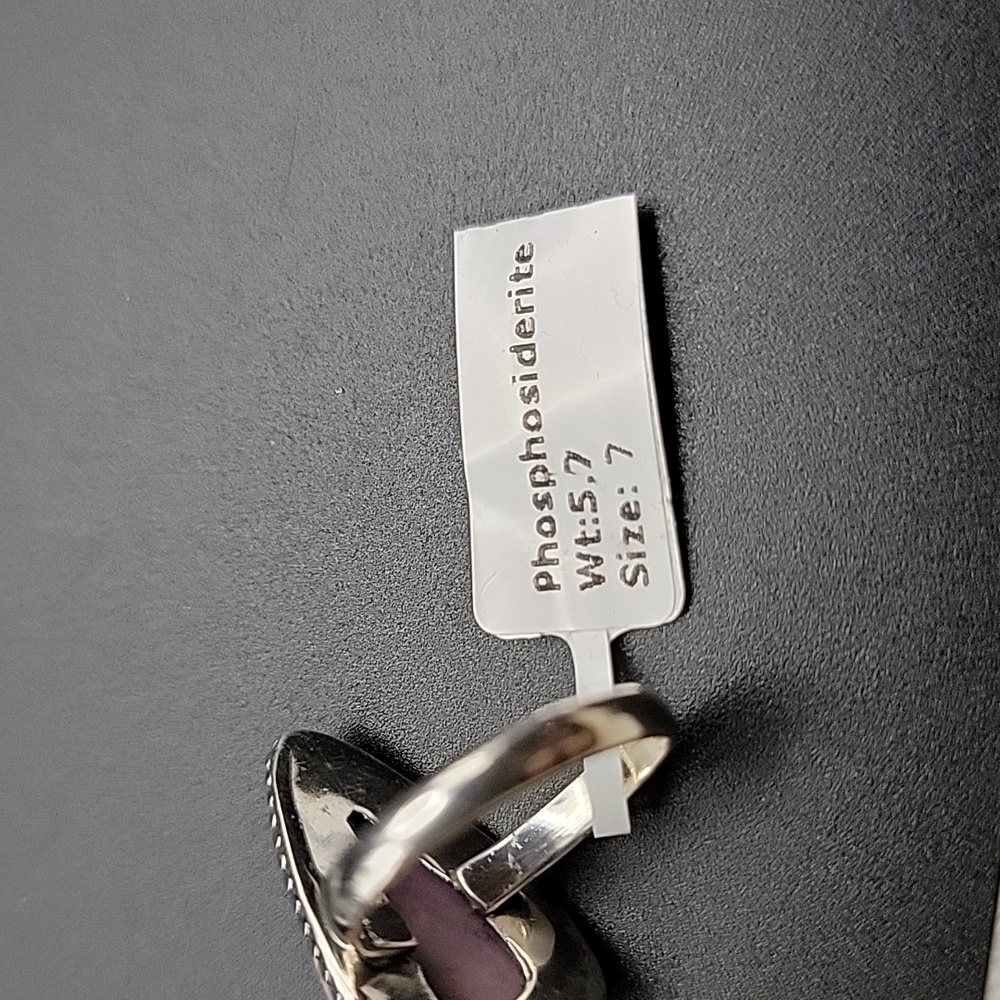 NEW Phosphosiderite Sterling Silver Ring Size  7 Pear Shape Purple Gemstone Boho - Picture 11 of 11